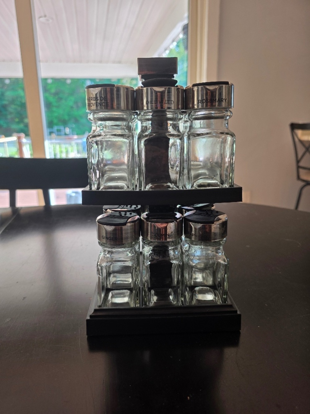 16 Glass Jar Square Carousel Spice Rack